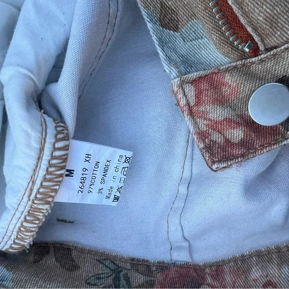 Flamingals Women's Floral Print Wide Leg Cropped Pants Mid Rise Boho Ankle - Picture 6 of 6